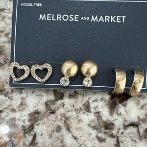 Melrose and Market Gold-Tone Earring Set — Heart, Ball & Hoop - New with Tags